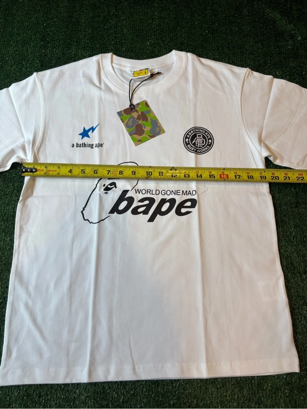 Bape White Short Sleeve Tee “World Gone Mad” - Picture 9 of 9